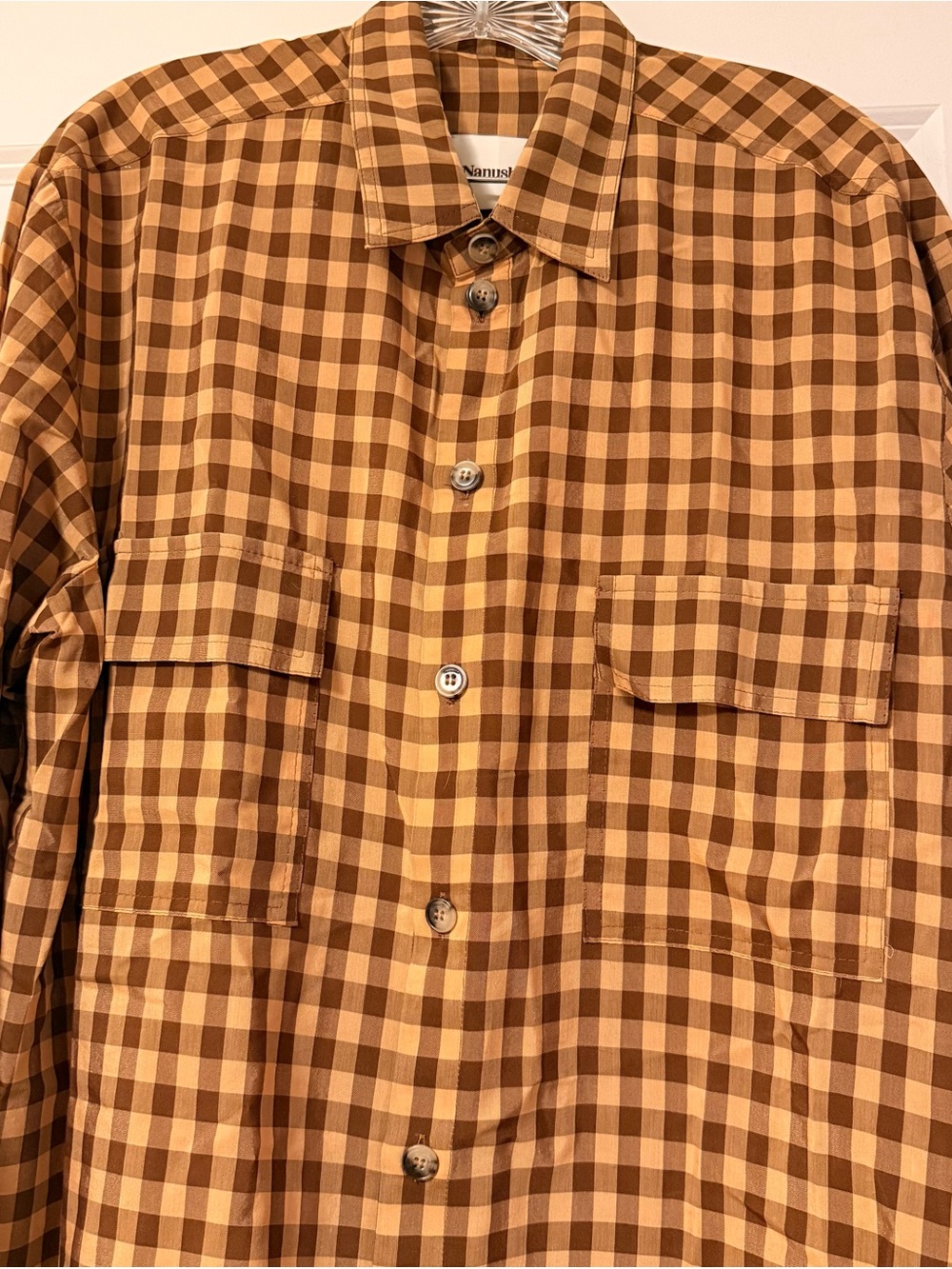 Nanushka | Brown Plaid Button Down